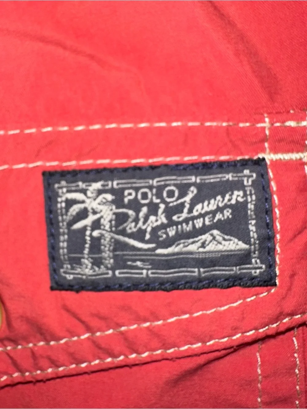 Vintage 90s Polo Ralph Lauren Swim Trunks Red Floral Waistband Shorts Mens XL